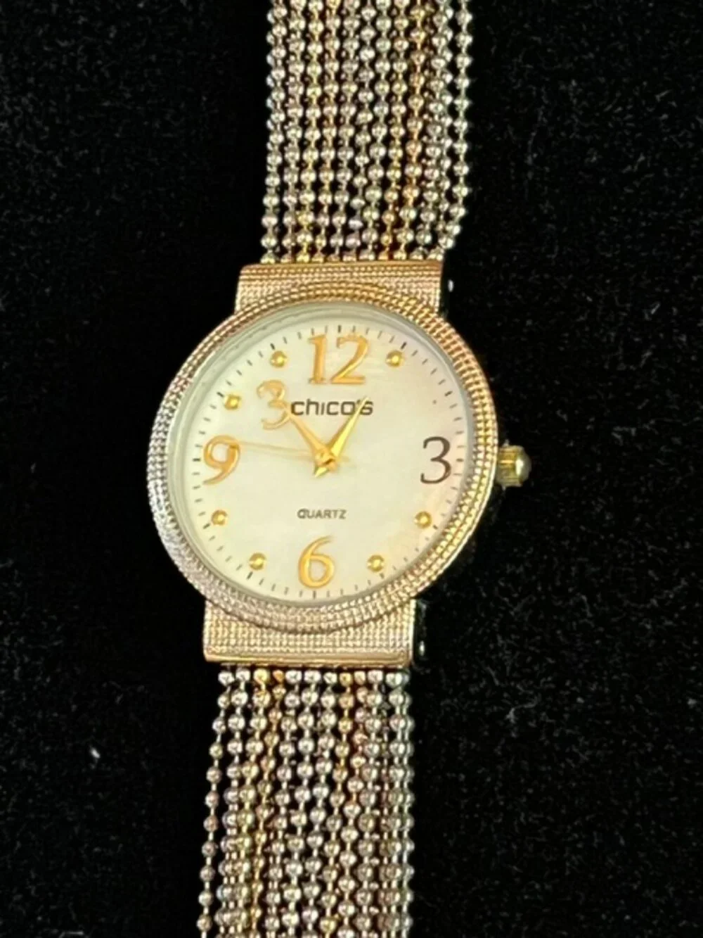 CHICO'S | Multi-Strand Beaded Chain Bracelet Watch Vintage-NEW Battery